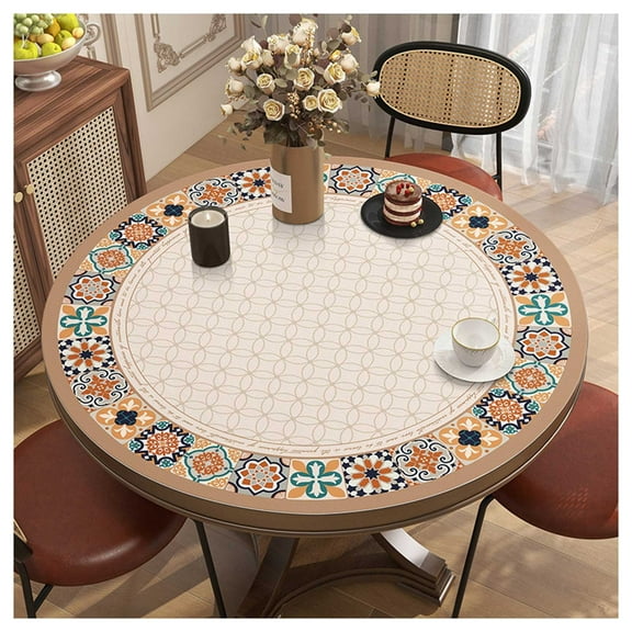 Round PVC leather placemat, stain-resistant non-slip waterproof table mat, wipe-clean tablecloth, desk pad table protector