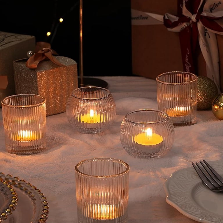 36 Pack Clear Glass Votive Candle Holders – Bubble Design Tealight Holders For Wedding, Christmas & Party Table Decor