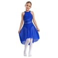 thumbnail image 3 of iiniim Kids Girls Shiny Rhinestone Sleeveless Lyrical Ballet Leotard Tulle Skirt Modern Contemporary Dance Dress A Royal Blue 12, 3 of 7
