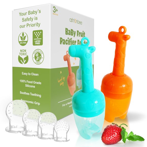 Alimentador de frutas para bebé Ashtonbee de silicona para dentición, 6 a 12 meses