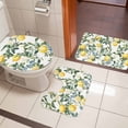 thumbnail image 5 of Yellow Lemon Flower Bathroom Rugs Set Vintage Watercolor Lemon Tree Blue White Floral Leaf Non Slip Absorbent Bath Mats 3 Piece Set with Bathroom Rug, U-Shaped Floor Mat, Toilet Seat Cover Large Size, 5 of 9