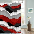thumbnail image 3 of Fabric Shower Curtain, Gradient Ocean Waves Black Red Gradient Waves Shower Curtains with 12 Hooks Waterproof Machine Washable Bath Curtains for Bathroom,72 x 96in, 3 of 6