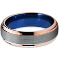 thumbnail image 2 of P. Manoukian Tungsten Wedding Band Ring 6mm for Men Women Blue 18k Rose Gold Plated Beveled Edge Brushed Polished Lifetime Guarantee Size 6.5, 2 of 3