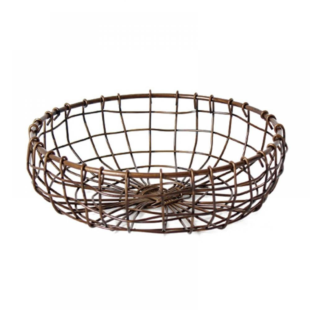 Metal Wire Iron Basket Fruit Snacks Organizer Storage Vintage Art Mesh 