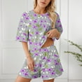 thumbnail image 2 of Women's Gradient Print Pajama Set Soft Comfy Sleepwear Round Neck Loose Fit Shorts Daily Wear Spring Summer Fall Season, 2 of 7