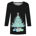 thumbnail image 4 of Holiday Gifts! Titcea Christmas Shirts for Women 3/4 Sleeve Crewneck Glitter Xmas Tree Print Pullover Christmas Sweaters 2024 Fashion Casual Tops, 4 of 4