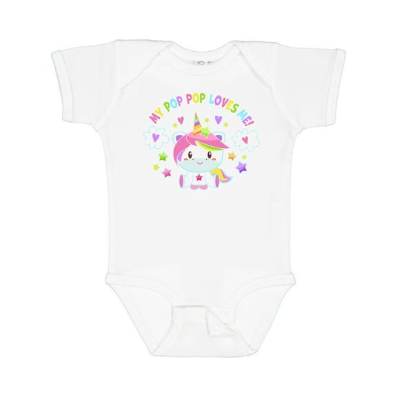 Inktastic My Pop Pop Loves Me with Cute Rainbow Unicorn Boys or Girls Baby Bodysuit