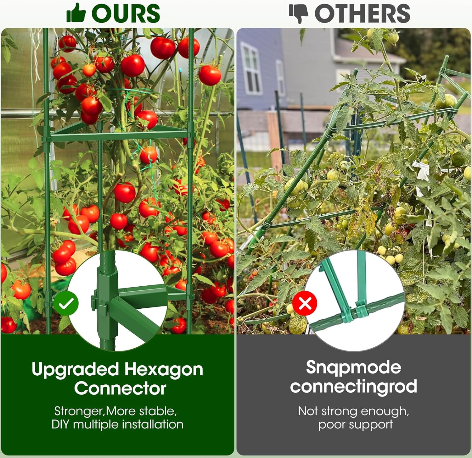 3PCS Tomato Cages for Garden, Tomato Trellis for Raised Garden Bed, 51.2" Tall Tomato Cage Plant Support for Pots, Gardening Supplies Trellis for Climbing Plants
