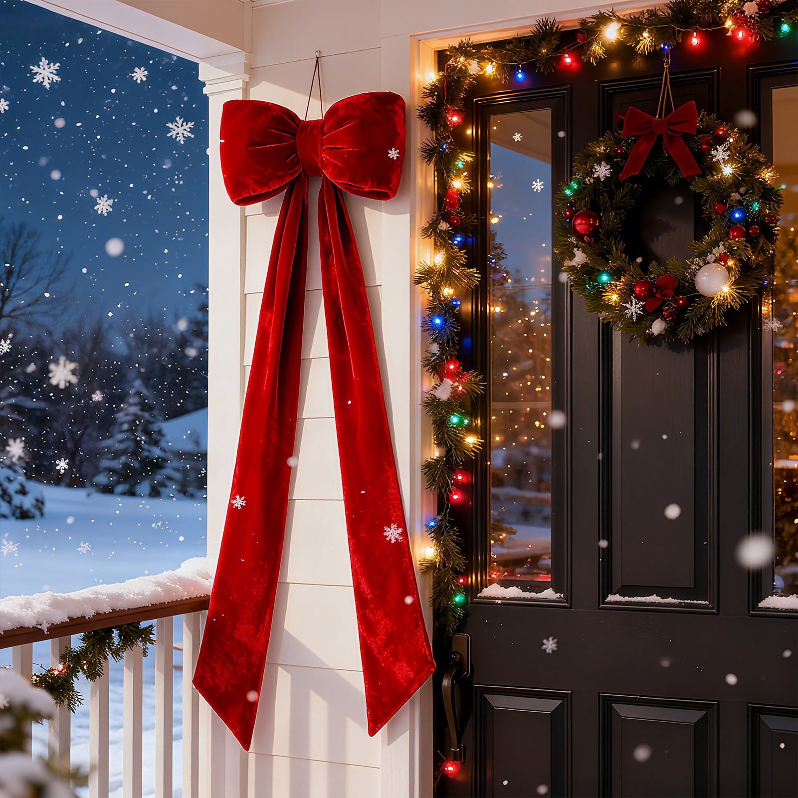 Christmas Tree Topper Bow, 59x13 Inch Velvet Extra Large Room Decor Ribbon Bow for Wedding Engagement Birthday Party，Giant Xmas Bow Decorations for Home Wreath Door Wall