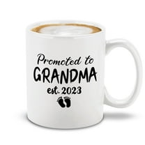 Shop4Ever Promoted To Grandma Est 2023 Ceramic Coffee Tea Mug Cup 11 oz. Funny Gift for Her, New Grandma, New Grandmother, New Gammy (White Handle 11 oz.)