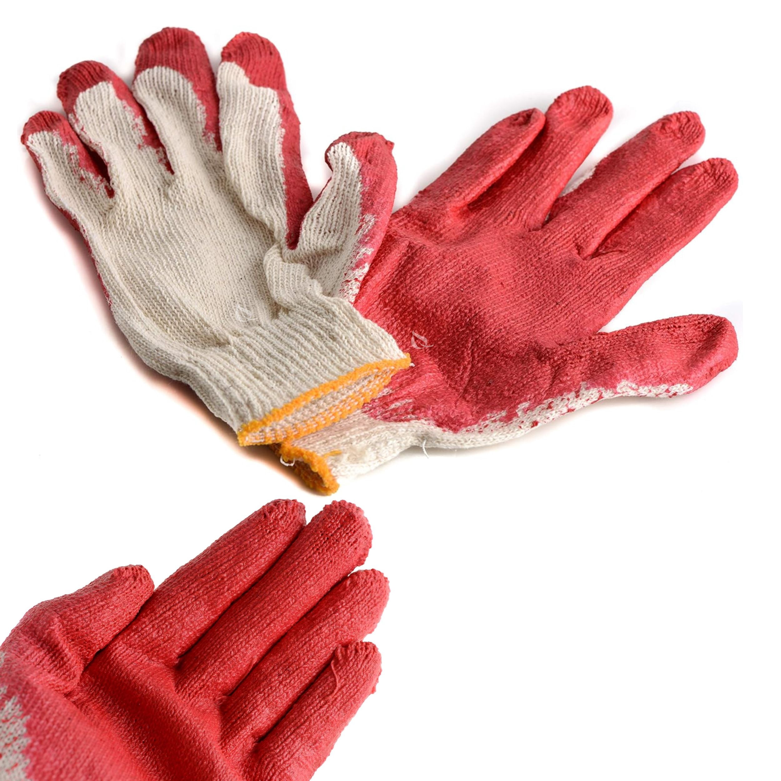 G & F String-Knit Palm Latex Dipped Work Gloves, Red, 10 Pairs