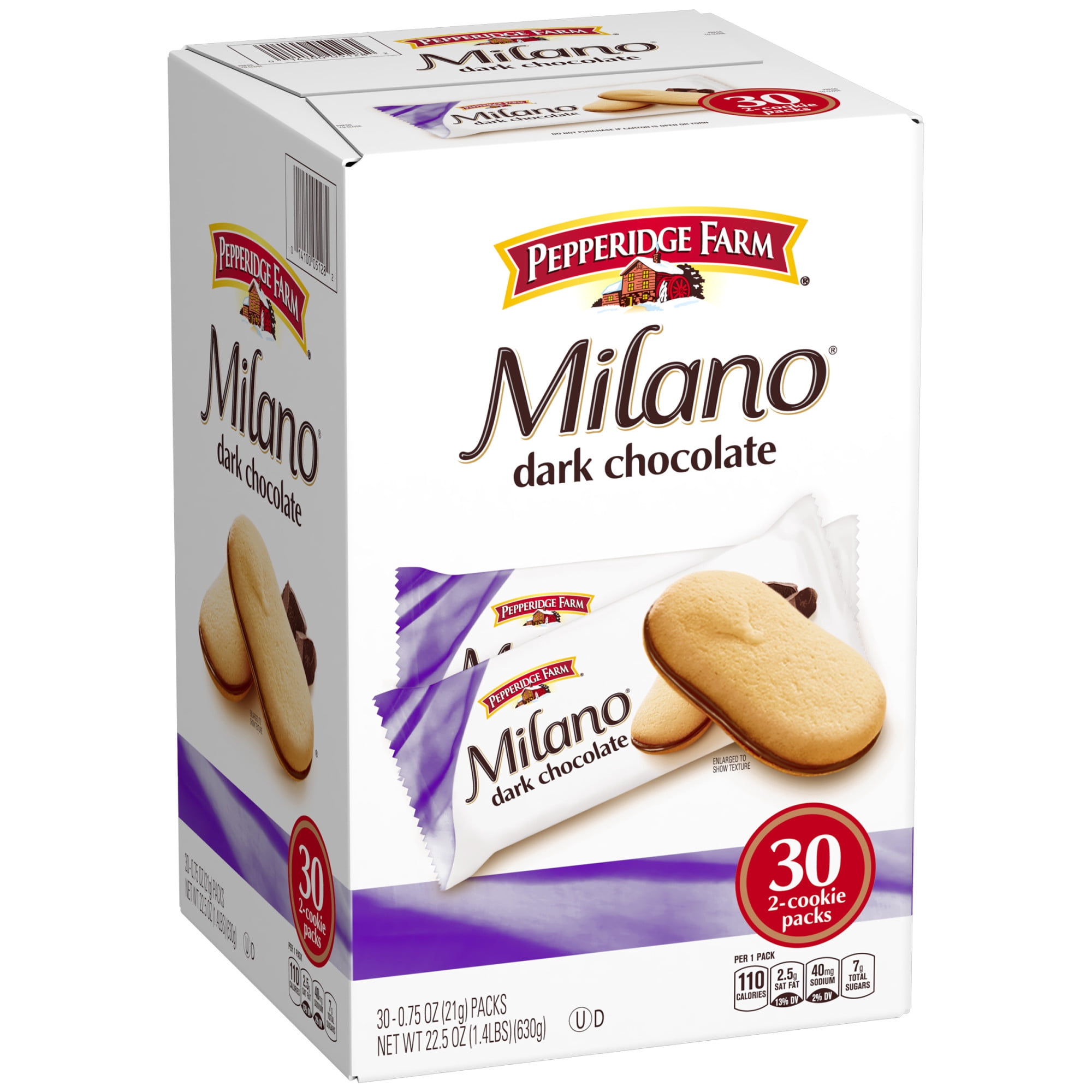 Pepperidge Farm Milano Cookies, Dark Chocolate, 30 Packs Box, 2 Cookies Per Pack