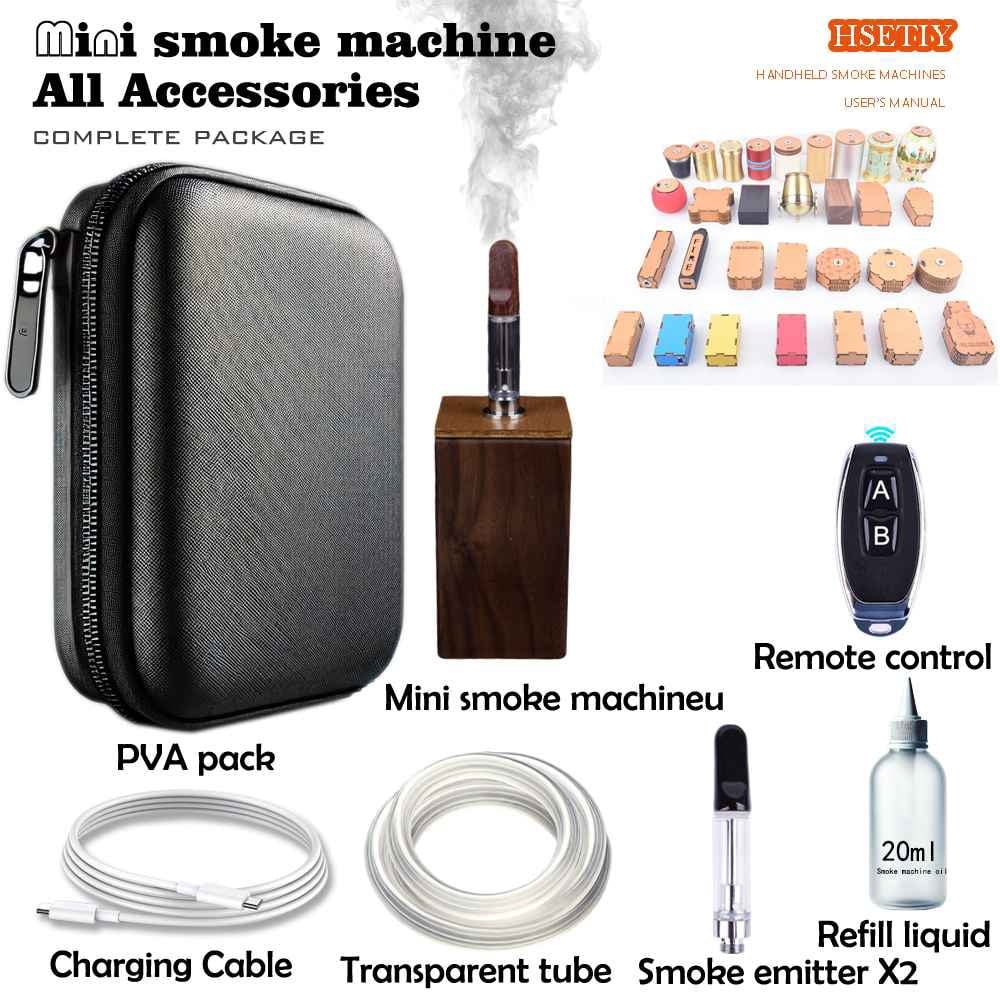 Mini Smoke Machine Fog for Halloween，Bamboo Products，Wireless Remote Control Fog Machine Suitable for  Photography， Party