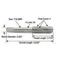 thumbnail image 2 of Accusize 6pcs 7/16"-20NF H.S.S. Spiral Point Tap, Plug Style, Fully Ground, 3 Flute, 2 of 7