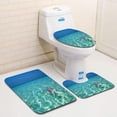thumbnail image 1 of JSDART Sea Turtle Swimming in Ocean 3 Piece Bathroom Rugs Set Bath Rug Contour Mat and Toilet Lid Cover, 1 of 2