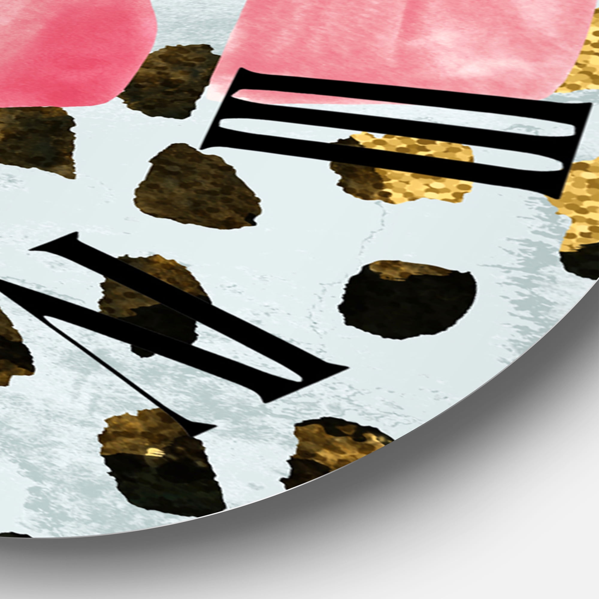 Designart 'Pink Colored Monstera On Rough Brush Strokes Ii' Tropical Wall Clock