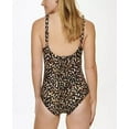 thumbnail image 3 of DKNY TEXTURED CHEETAH BLACK MULTI Printed Ruffle Plunge One-Piece Swimsuit, US 6, 3 of 4