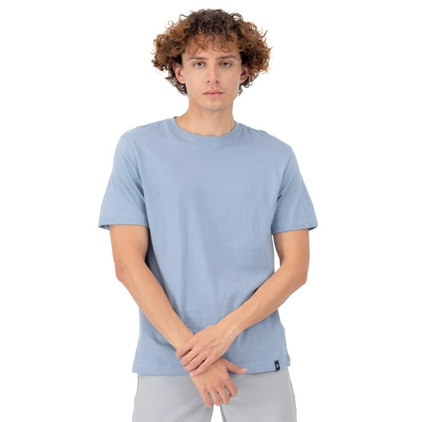 Playera Para Hombre Manga Corta Slim Fit Básica Quarry Color Azul Cielo