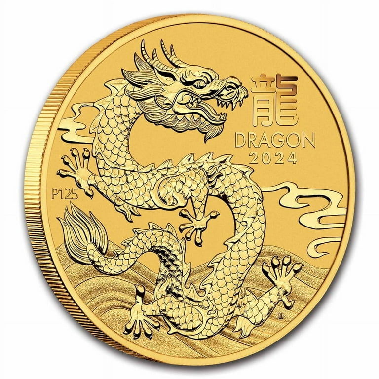 2024 Australia Gold Lunar Dragon Bullion Coin, 1/4 oz BU