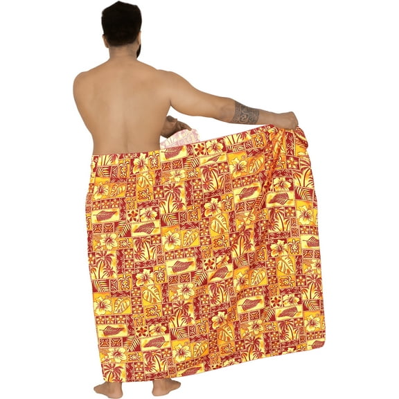 HAPPY BAY Men's Standard Swimsuits Sarong Pareo Beach Wrap One Size Currant, Turtle Summer Vacation Party