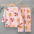 thumbnail image 2 of Agkizg Toddler Baby Boys and Girls Summer Pajama Sets,Sleepwear for Kids,Children's Cute Printed Home Button Long Sleeved Long Pants Two-piece Set Long Sleeved Round Neck Top Set Pink 8 Years, 2 of 3
