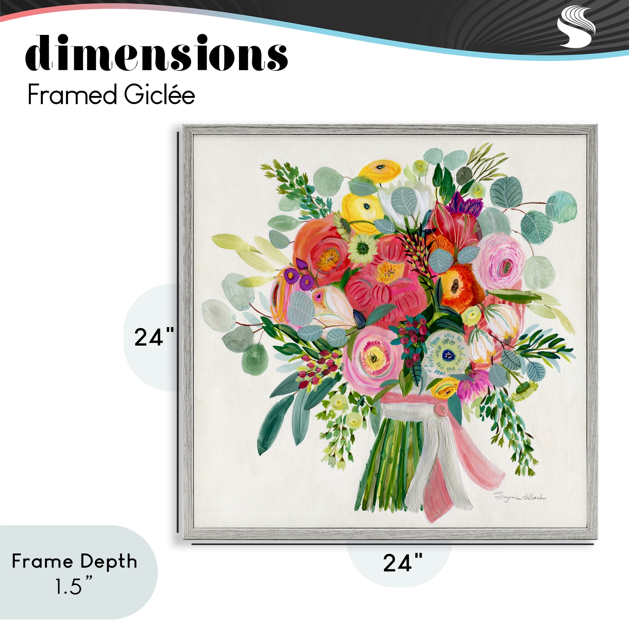 Stupell Industries Constant Friend Bouquet Gray Framed Giclee Art, design by Suzanne Allard