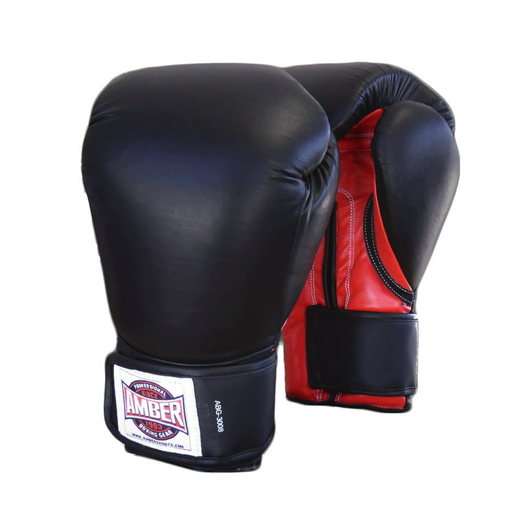 Amber Fight Gear Professional Hook and Loop Leather Training Boxing Gloves  - Kickboxing Gloves - Heavy Bag Gloves, Punching Bag Gloves for Boxing,