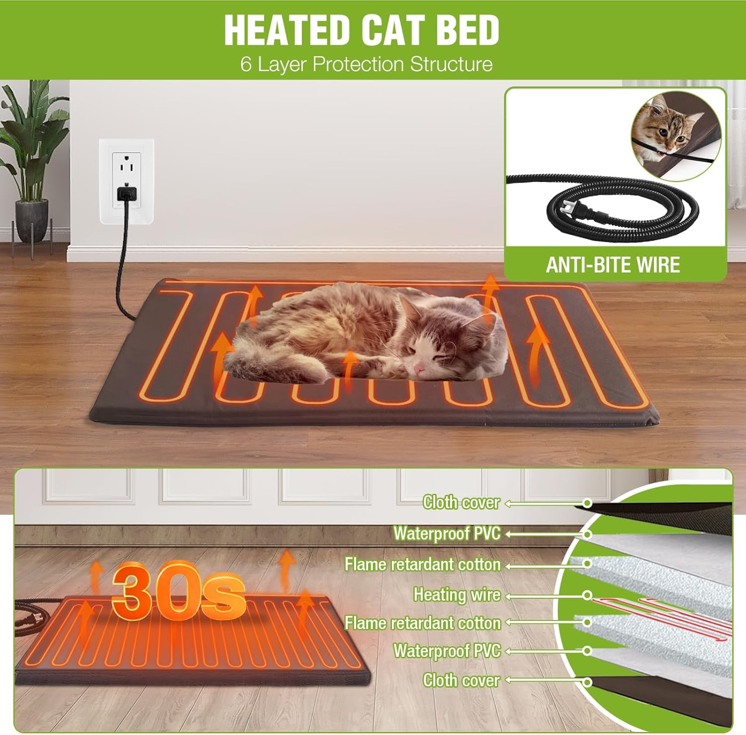 Aivituvin Heated Cat House for Outdoor Cats 2-Stroy Insulated Kitty Shelter with Heater for Winter,Waterproof Great for Indoor & Outdoor Use