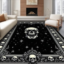 Flatwoven High Traffic Area Rug, Gloomy Minimalist Artful Arrangement, Non Slip, Stain Resistant, Washable Area Rugs for Living Room, Bedroom(Black, 2X3)