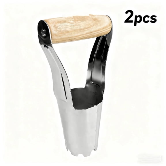 Berry&Bird Garden Bulb Planter with Depth Mark, Stainless Steel Gardening Bulb Transplanter Tool with Short Handle for Planting Flowers Tulips, Daffodils, Lily, Dahlias(2pcs，24*11.5*6cm)