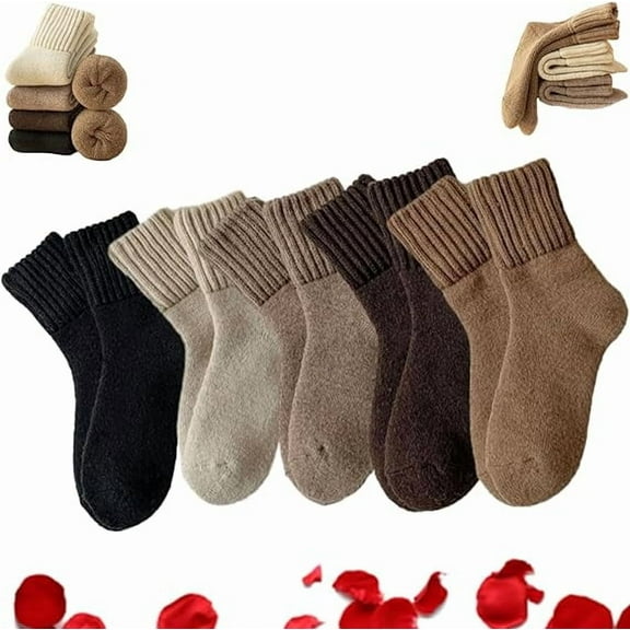 Womens Solid Mid Calf Socks for Fall and Winter, Ladies Cozy Casual Retro Soft Comfy Warm Thick Cute Knit Crew Socks