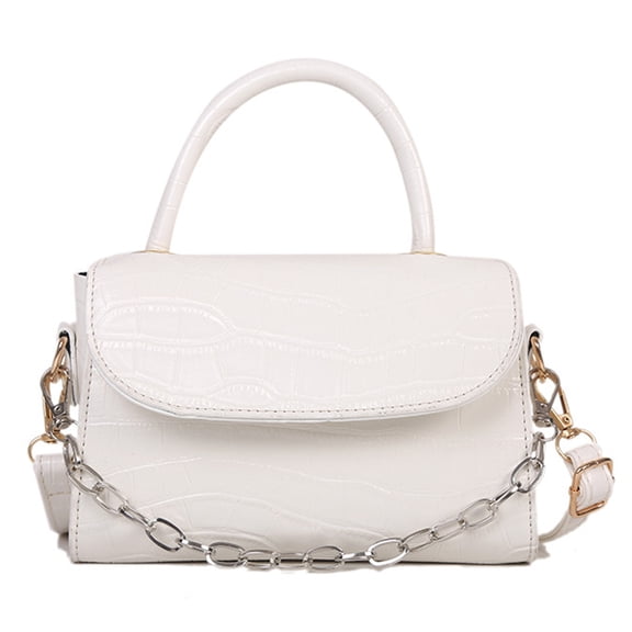 New simple niche commuter one-shoulder diagonal bag leisure artificial leather small bag - white