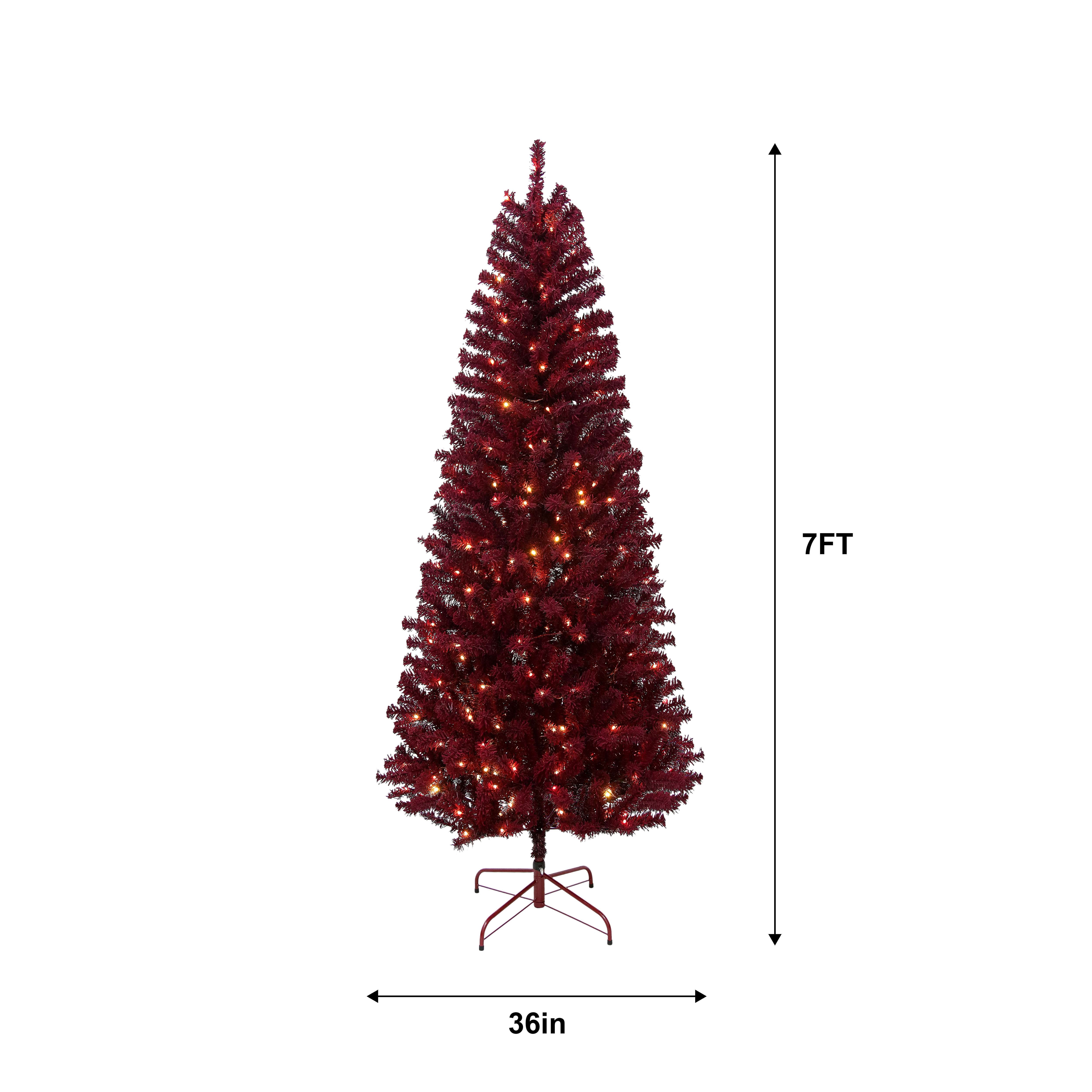 7 Foot Tranquil Red Velvet Flocked Christmas Tree by Holiday Time