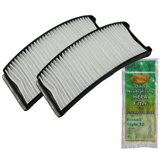 2 Bissell Type 12 HEPA Post Motor Filter for Part #203-8037, 203-1402, 3205, 6585, 6596. Fits Bagless Upright Vacuum Models PowerForce, Turbo, Bagless, Helix Turbo Bagless, Power Groom Helix Rewind
