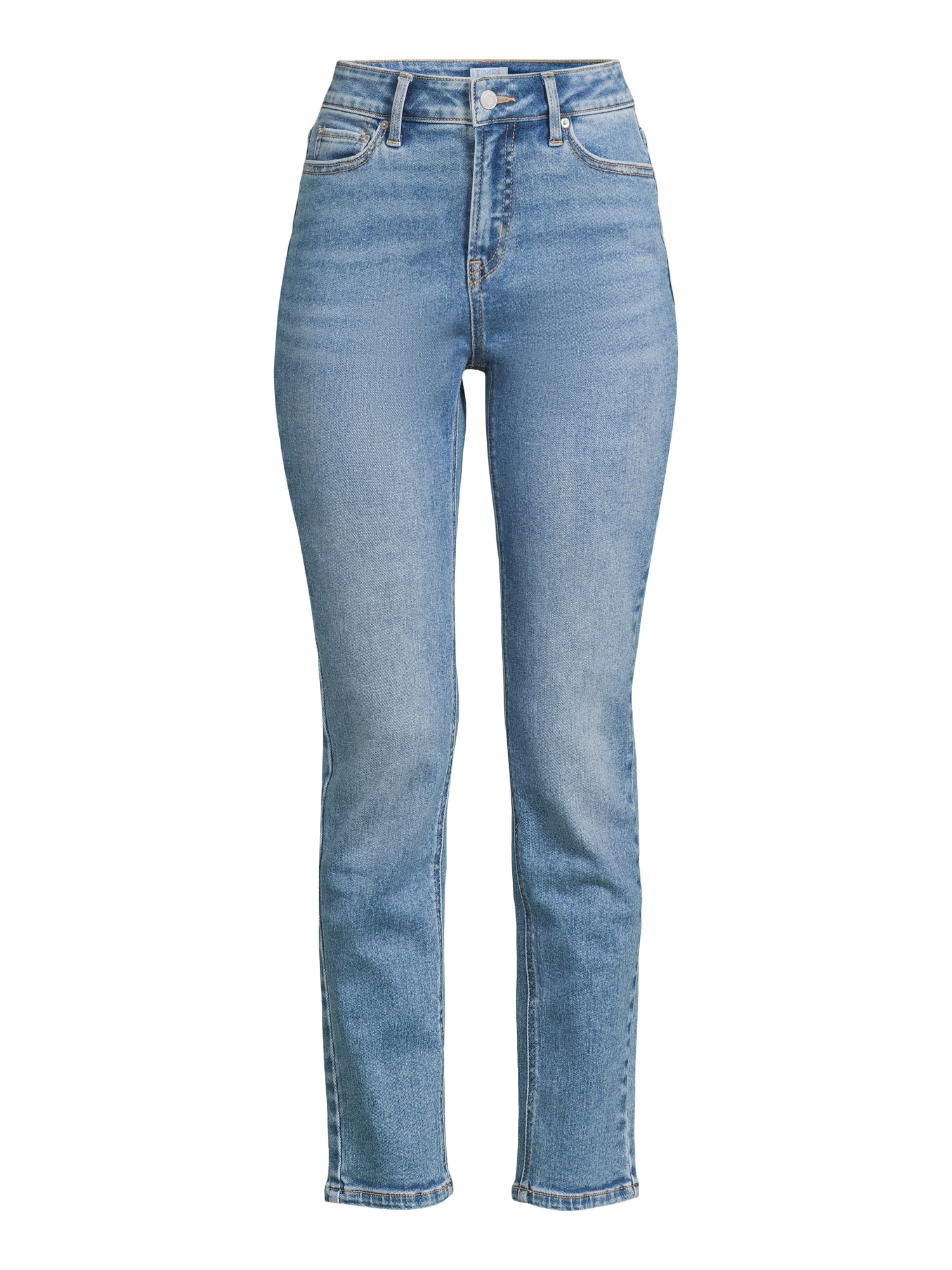 Time and Tru Women’s Mid Rise Straight Leg Jeans, Sizes 0-22, Regular & Short Inseams