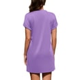 thumbnail image 3 of Fancyglim Women Dress Summer Short Sleeve Crew Neck T-Shirt Dresses Casual Loose Slit Beach Mini Dress Purple XL, 3 of 7