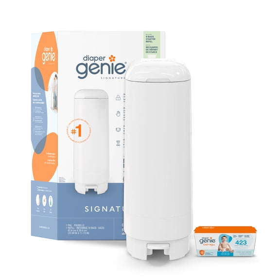 Diaper Genie Signature Pail - 9 bags - White