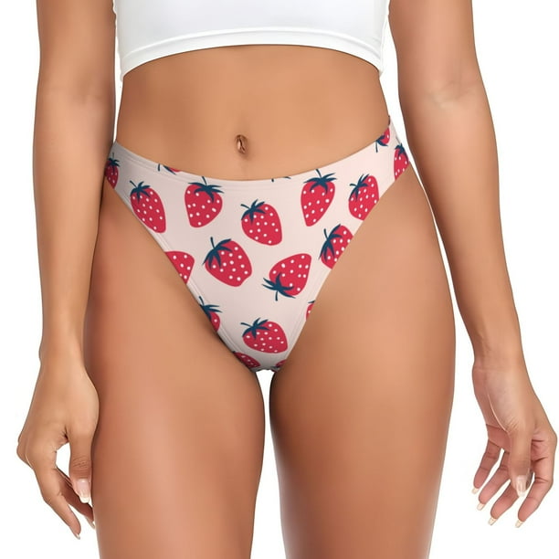 Fotbe Strawberry Tanga Sin Costuras para Mujer con Estampado – Panties Invisibles, Transpirables y Cómodos para Uso Diario-X-Small