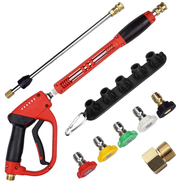 DERASL Replacement Pressure Washer Gun with Extension Wand,5000PSI M22 14mm Fitting, 40 Inch, with Spare Spray Bar Extension, 5 D