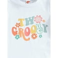 thumbnail image 5 of Inevnen Toddler Baby Girl 2nd 3rd 4th Birthday Outfit Two Groovy T-Shirt Tops Floral Flare Pants Summer Clothes Set, 5 of 8