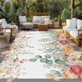 thumbnail image 2 of Spring Floral Outdoor Rug for Patio/Deck/Porch, Non-Slip Large Area Rug 5 x 7 Ft, Watercolor Roses Eucalyptus Leaves Botanical Indoor Outdoor Rugs Washable Area Rugs, Camping Rug Carpet Runner, 2 of 8