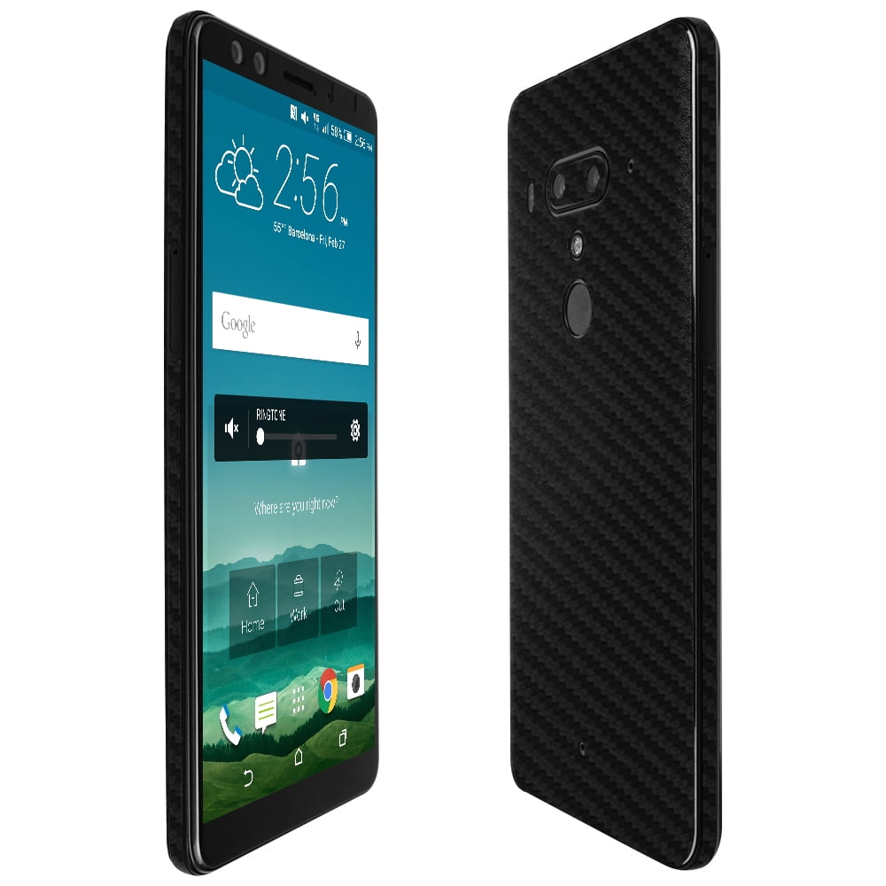 Skinomi TechSkin Screen Protector Black Carbon Fiber Full Body Compatible with HTC U12 Plus 