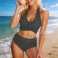 thumbnail image 5 of Mifsaly 2 Piece Bikinis Sets for Women Wrap Halter Top & High Waisted Ruched Bottoms Tummy Control Modest Swimsuit Beach Pool Flattering Athletic Bathing Suits S, 5 of 7