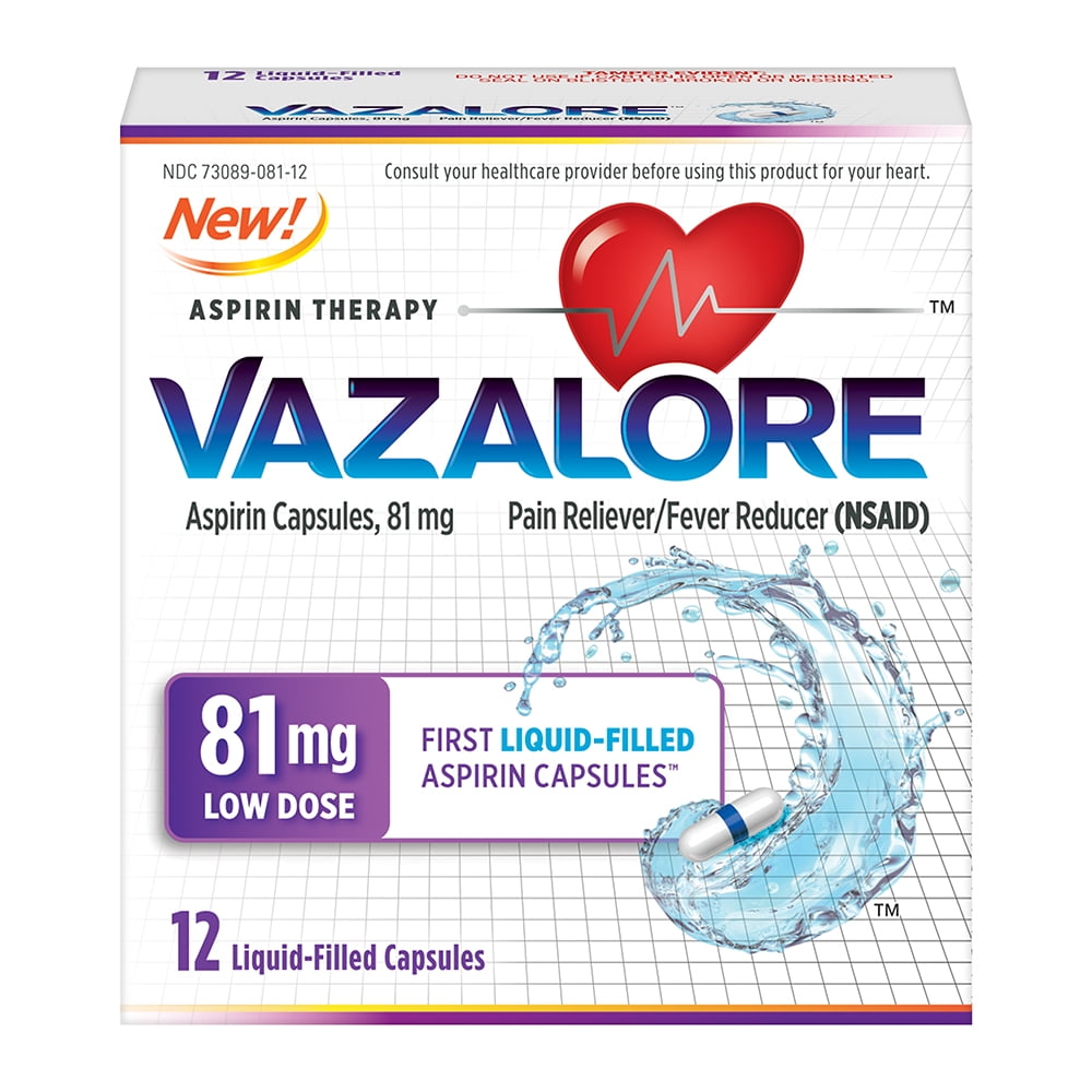 Vazalore Aspirin Therapy 81 mg Low Dose LiquidFilled Capsules Designed