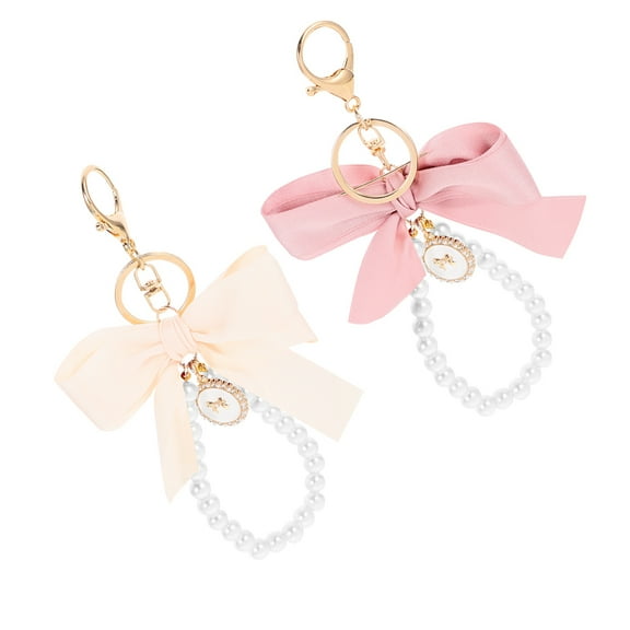 MUSEYA 2Pcs Lanyard Keychain Keychain for Purse Imitation Pearls Pink Feminine Touch Everyday Use