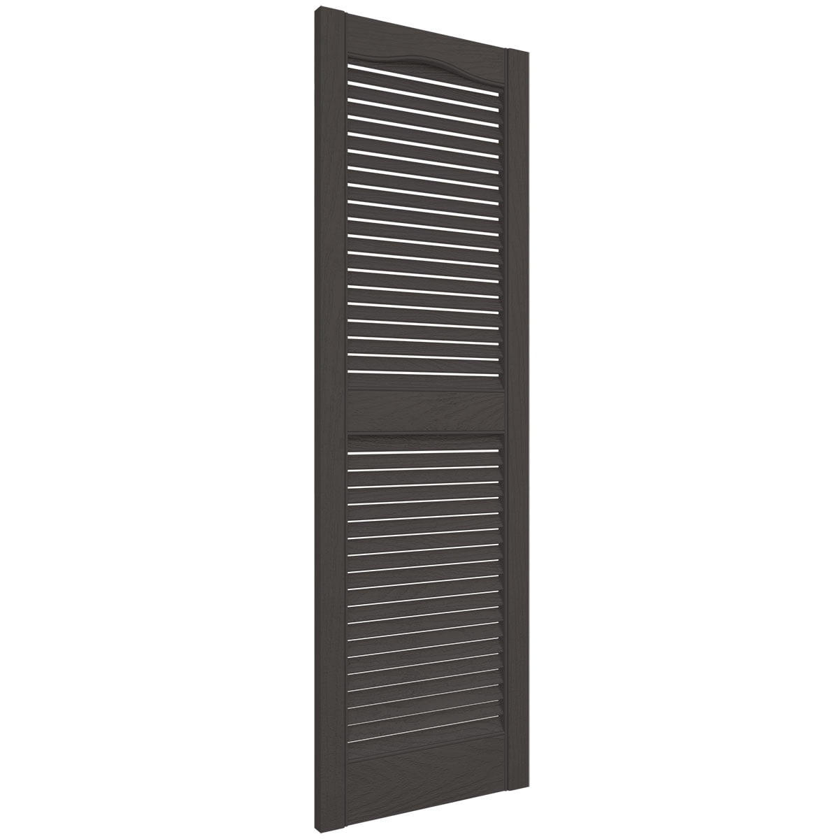 Ekena Millwork 12 in. W x 31 in. H Builders Edge, Standard Cathedral Top Center Mullion, Open Louver Shutters, Includes Matching Installation Spikes (Per Pair), 018 - Tuxedo Grey