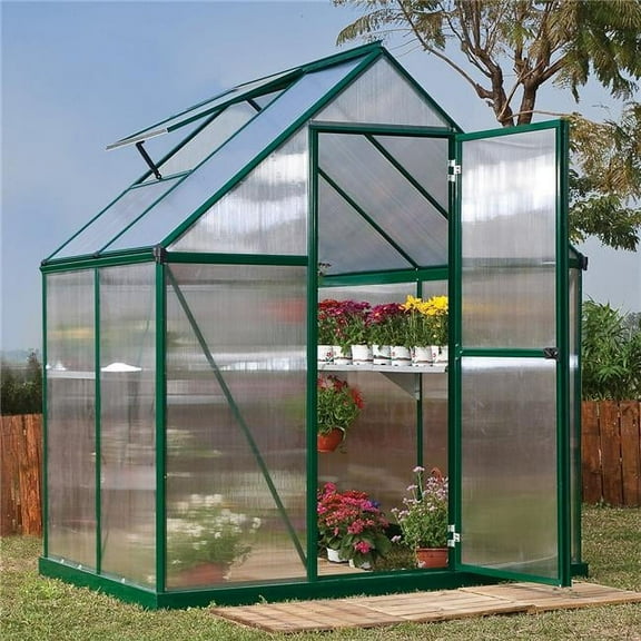 Palram - Canopia Mythos 6' x 10' Polycarbonate/Aluminum Walk-In Greenhouse – Silver - with Roof Vent