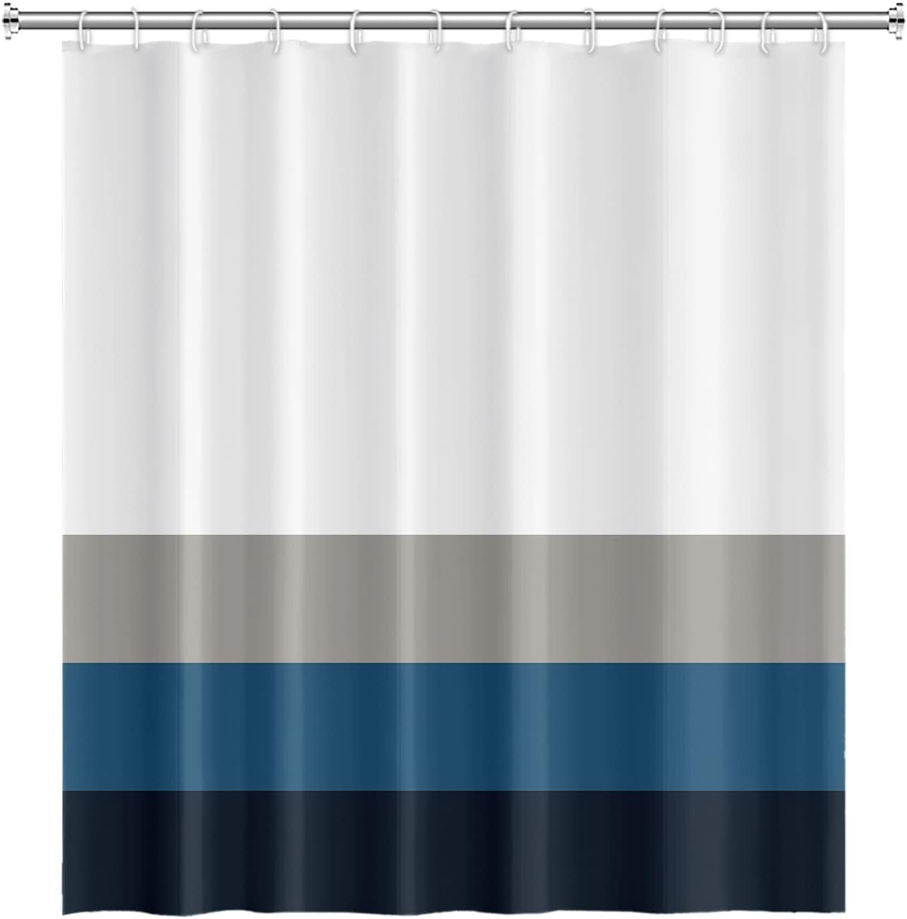 Stripes Fabric Bathroom Shower Curtain Modern Aesthetics Minimalist Shower Curtain with Hooks Polyester Waterproof Blue Grey Abstract Lines Pattern Shower Curtain Decor, 72x72 Inch