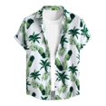 thumbnail image 1 of Playeras Camisas de un solo pecho de primavera y verano para hombre, camisa informal de manga corta con solapa para playa y vacaciones al libre (Green, XL), 1 of 7