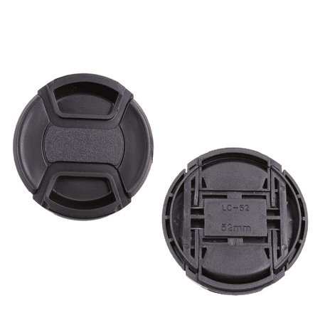 Foto&Tech 2 Pieces Center Pinch Snap-On Front Lens Cap Cover with Anti Lost String Compatible with Nikon Sony Fujifilm Pentax Panasonic Olympus Other DSLR Camera Lens (52mm)